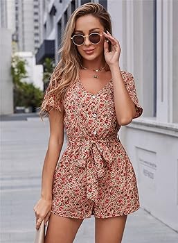 Amazon.com: Depslee Women's Sexy V Neck Front Button Short